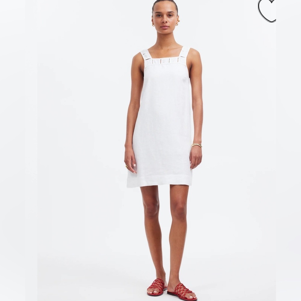 Madewell sz 2 Eyelet White Embroidered Tank Mini Dress in Linen New
